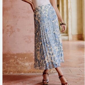 NWT Sezane Dune jupe Alcazar Bleu pleated midi floral skirt Womens 36 4 s new